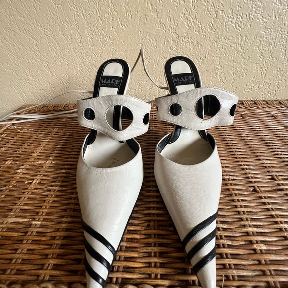 MARE Italy women’s black and tan lace  pump sandal shoes - Picture 7 of 9